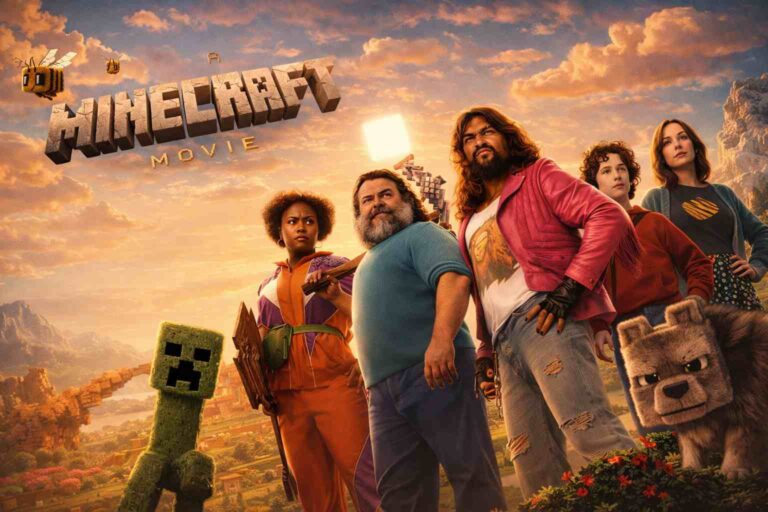 A Minecraft Movie 2025 — Jack Black as Steve and Jason Momoa as Garrett in the Warner Bros. family adventure